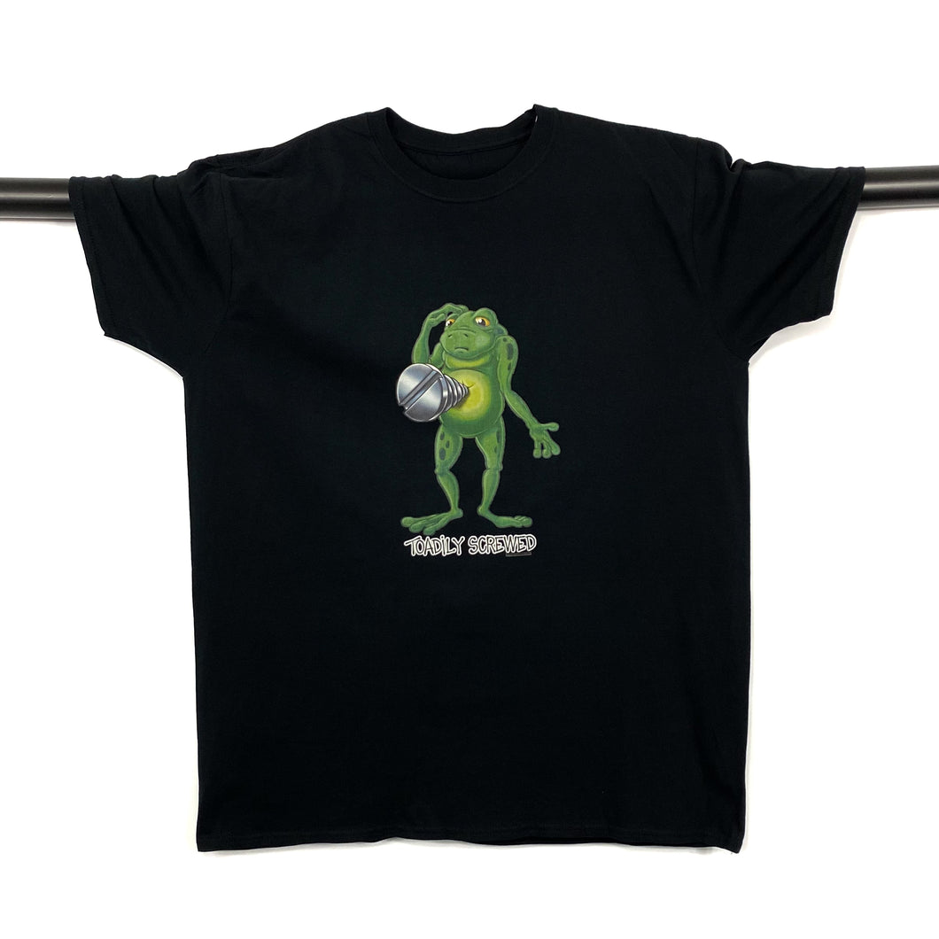 TOADILY SCREWED Novelty Souvenir Frog Cartoon Spellout Graphic T-Shirt