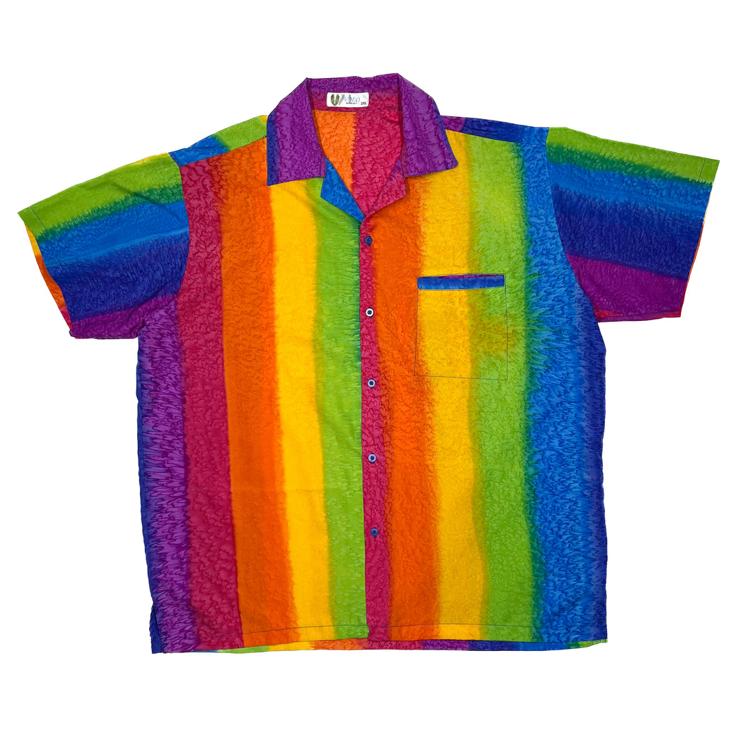 V.H.O Made In India Rainbow Multi Colour Vibrant Fresh Prince Polyester Open Collar Shirt