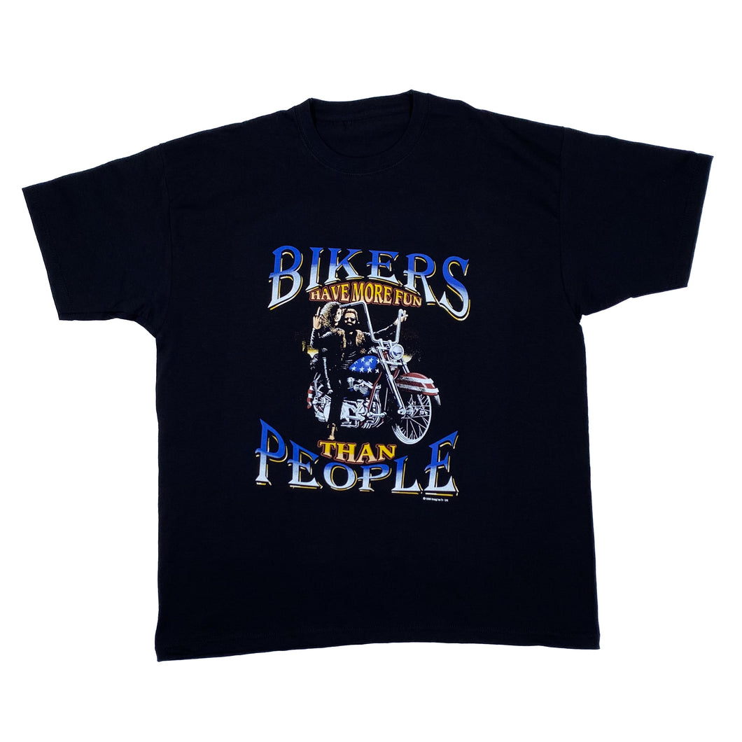 BIKERS HAVE MORE FUN THAN PEOPLE (1998) Biker Souvenir Spellout Graphic T-Shirt