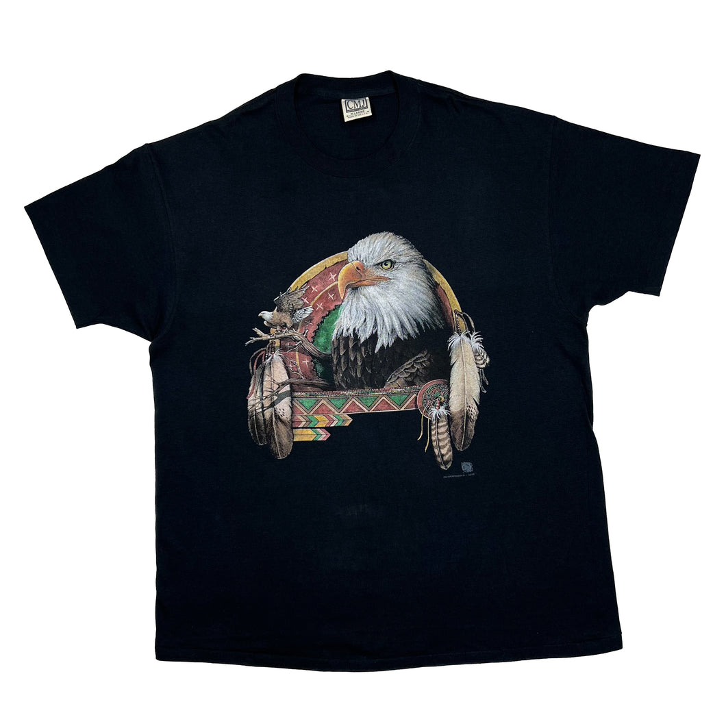 Vintage 90’s CMJ Made In USA Eagle Native American Wildlife Graphic Single Stitch T-Shirt