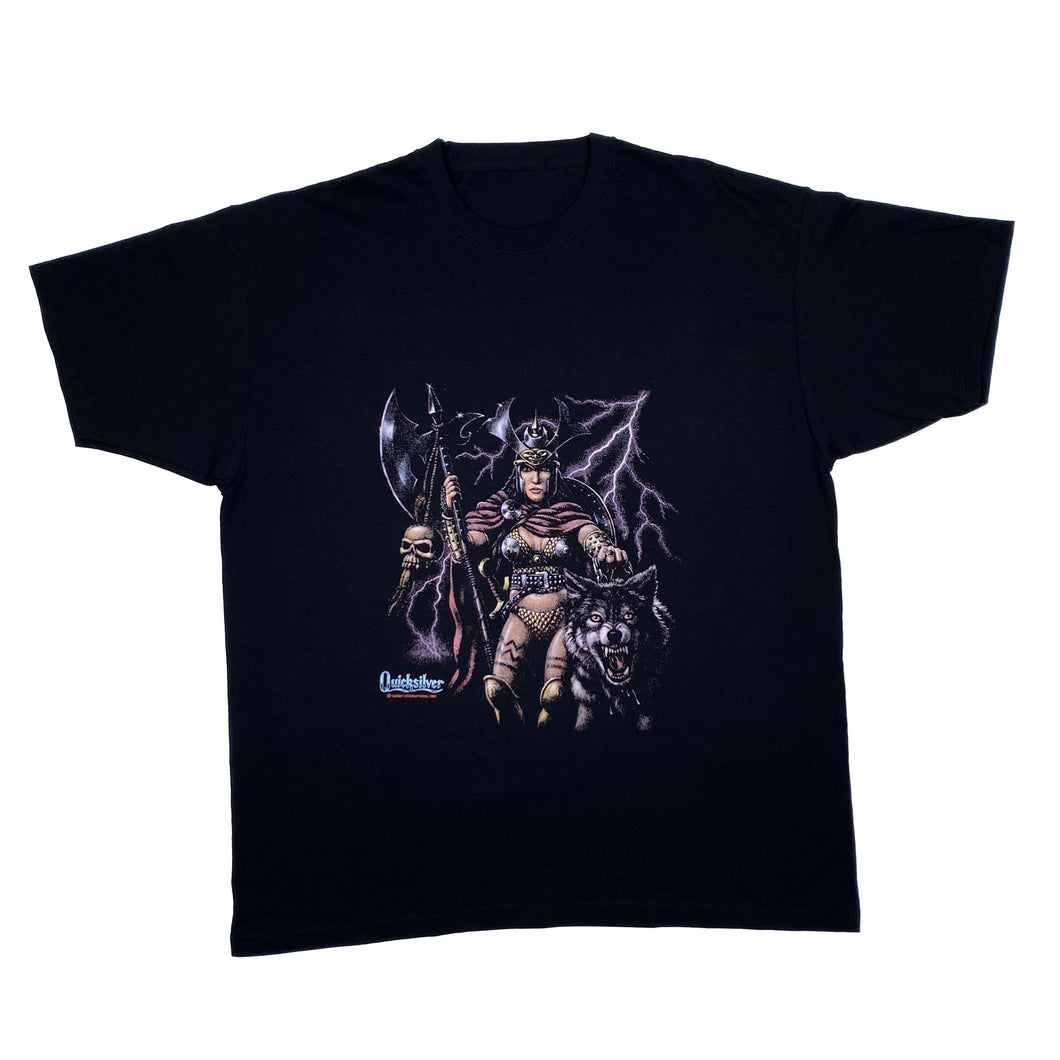 QUICKSILVER (1993) Lightning Wolf Warrior Gothic Fantasy Graphic T-Shirt