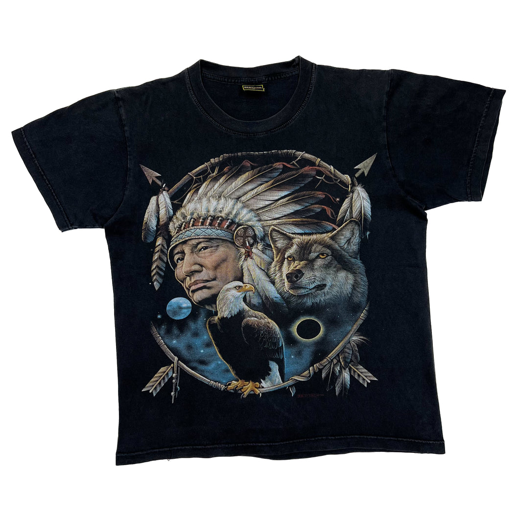BEST LINE Native American Wolf Nature Graphic T-Shirt