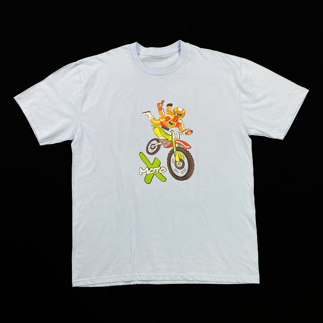 MOTO X (2006) Motocross Cartoon Biker Spellout Graphic T-Shirt