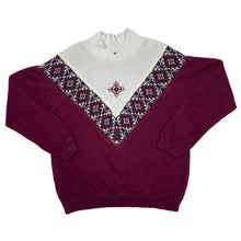 Load image into Gallery viewer, Knitted Patterned Panel Embroidered Motif Colour Block Sweatshirt
