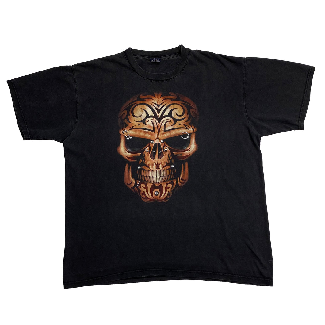 D-ART Gothic Tribal Skull Graphic T-Shirt