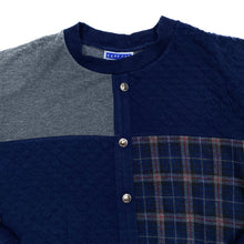 Load image into Gallery viewer, CAPE COD SPORTSWEAR Tartan Plaid Check Colour Block Button Sweatshirt
