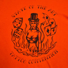 Load image into Gallery viewer, STATE OF THE ART TATTOO CONVENTION Gothic Biker Tattoo Spellout Souvenir Graphic T-Shirt
