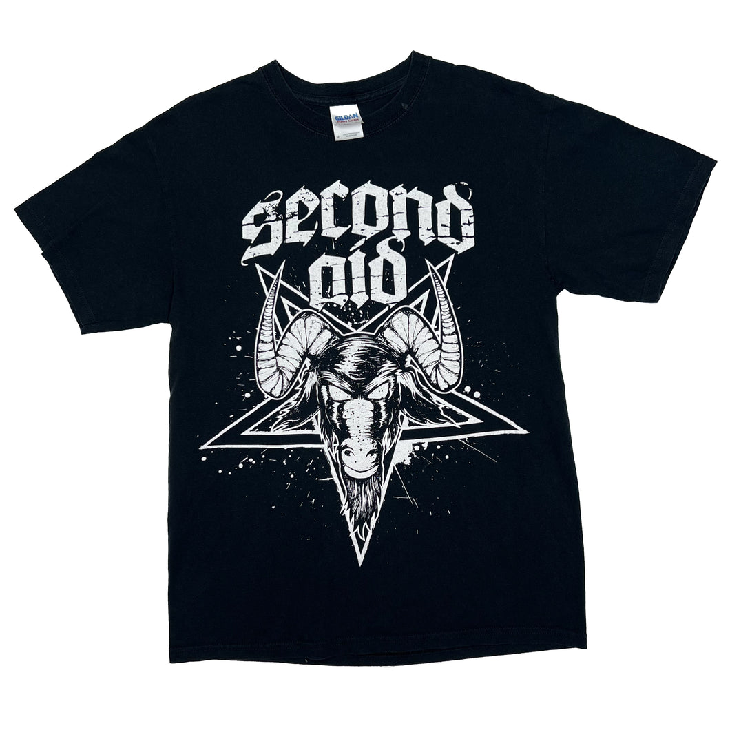 SECOND AID Satanic Ram Spellout Graphic German Hardcore Punk Band T-Shirt