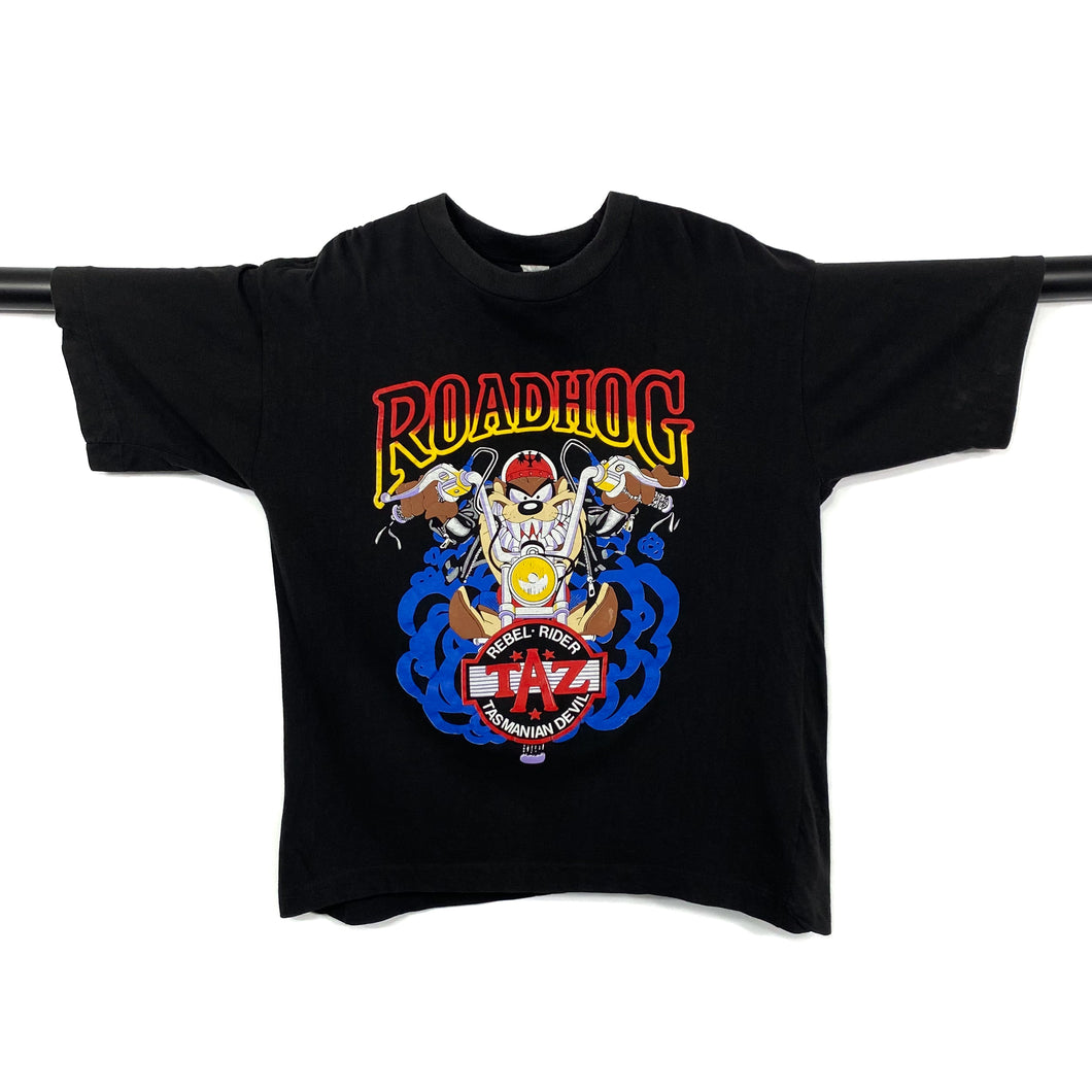 Looney Tunes ROADHOG Taz Biker Spellout Graphic Single Stitch T-Shirt