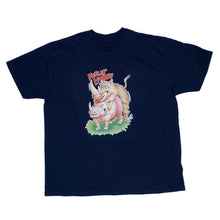 Load image into Gallery viewer, FEELIN’ HORNY Novelty Rhino Cartoon Spellout Graphic T-Shirt
