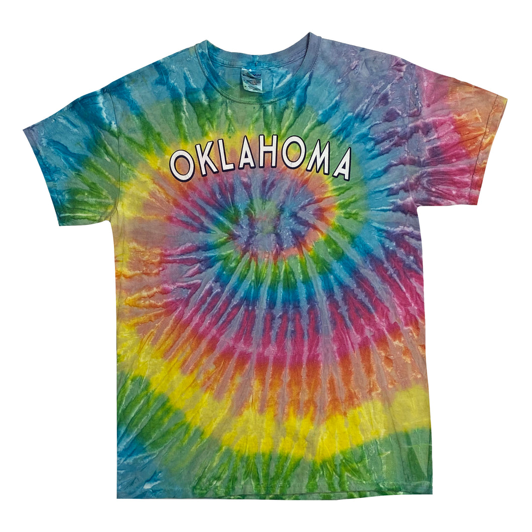 OKLAHOMA Souvenir Spellout Spiral Tie Dye T-Shirt