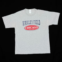 Load image into Gallery viewer, Early 00’s WRIGLEY FIELD “Chicago” USA Souvenir Tourist Spellout Graphic T-Shirt
