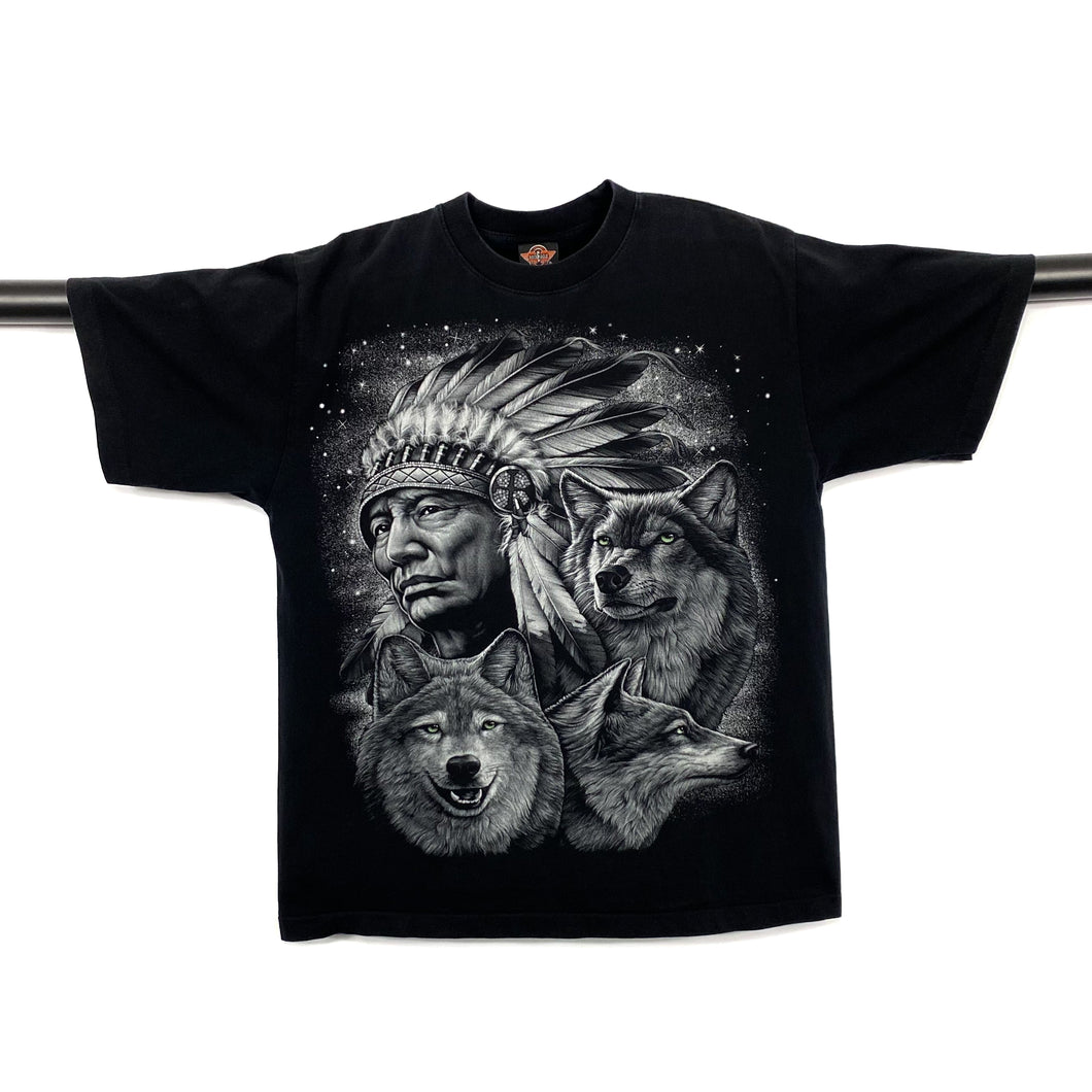 ROCK EAGLE Native American Wolf Animal Nature Graphic T-Shirt