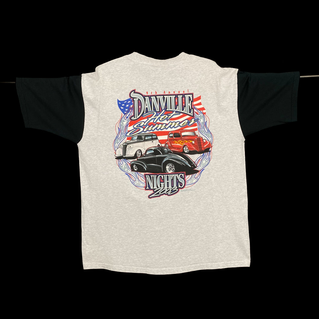 DANVILLE “Hot Summer Nights” (2003) Hot Rod Graphic Henley Button T-Shirt
