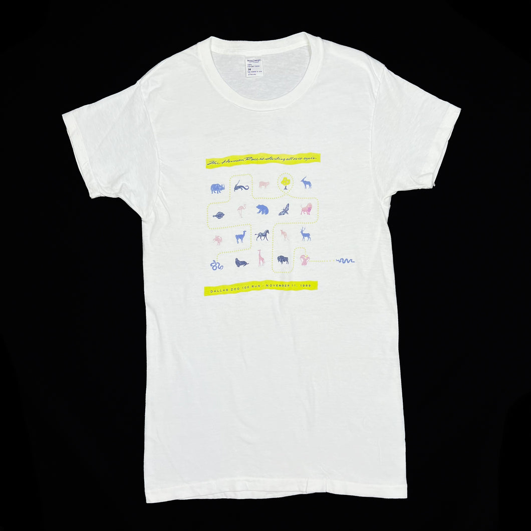 DALLAS ZOO 10K RUN (1989) Sponsor Spellout Souvenir Graphic Single Stitch T-Shirt