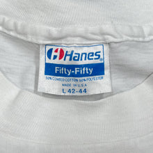 Load image into Gallery viewer, Hanes QLMC Company Sponsor Spellout Graphic Single Stitch T-Shirt
