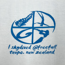 Load image into Gallery viewer, FREEFALL “Taupo, New Zealand” Skydiving Souvenir Spellout Graphic T-Shirt
