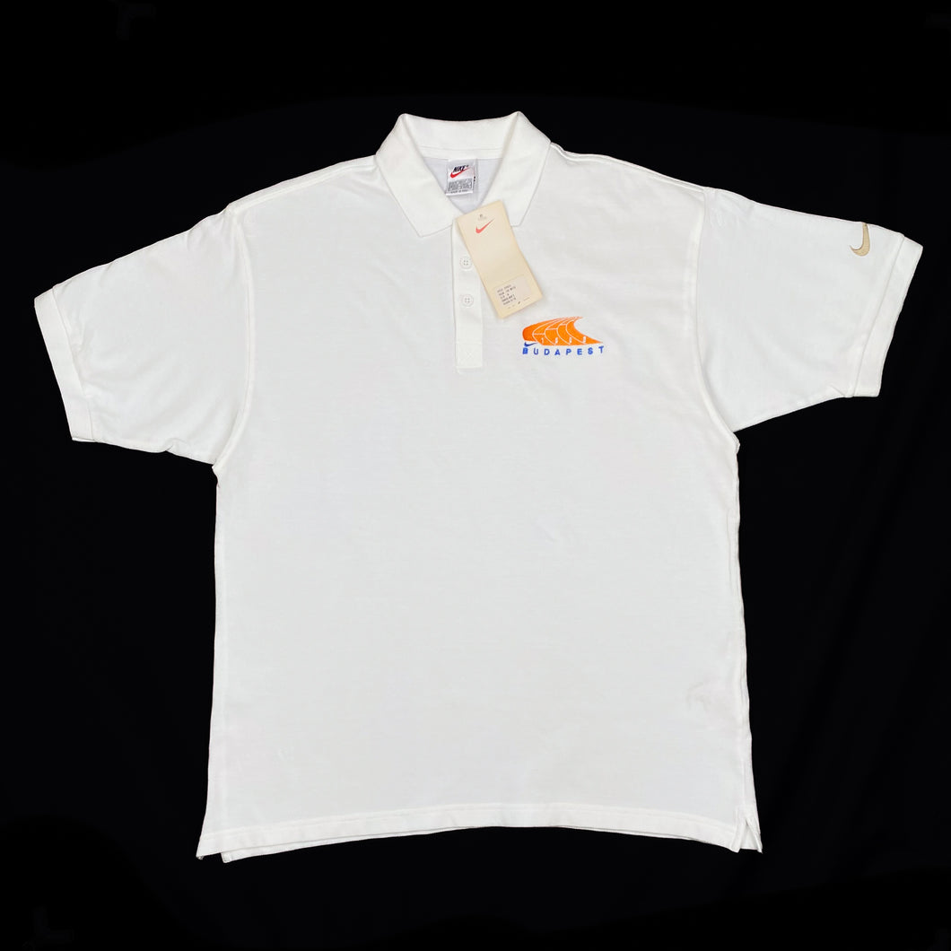 NIKE “Budapest 1998” Athletics Embroidered Logo Polo Shirt Top