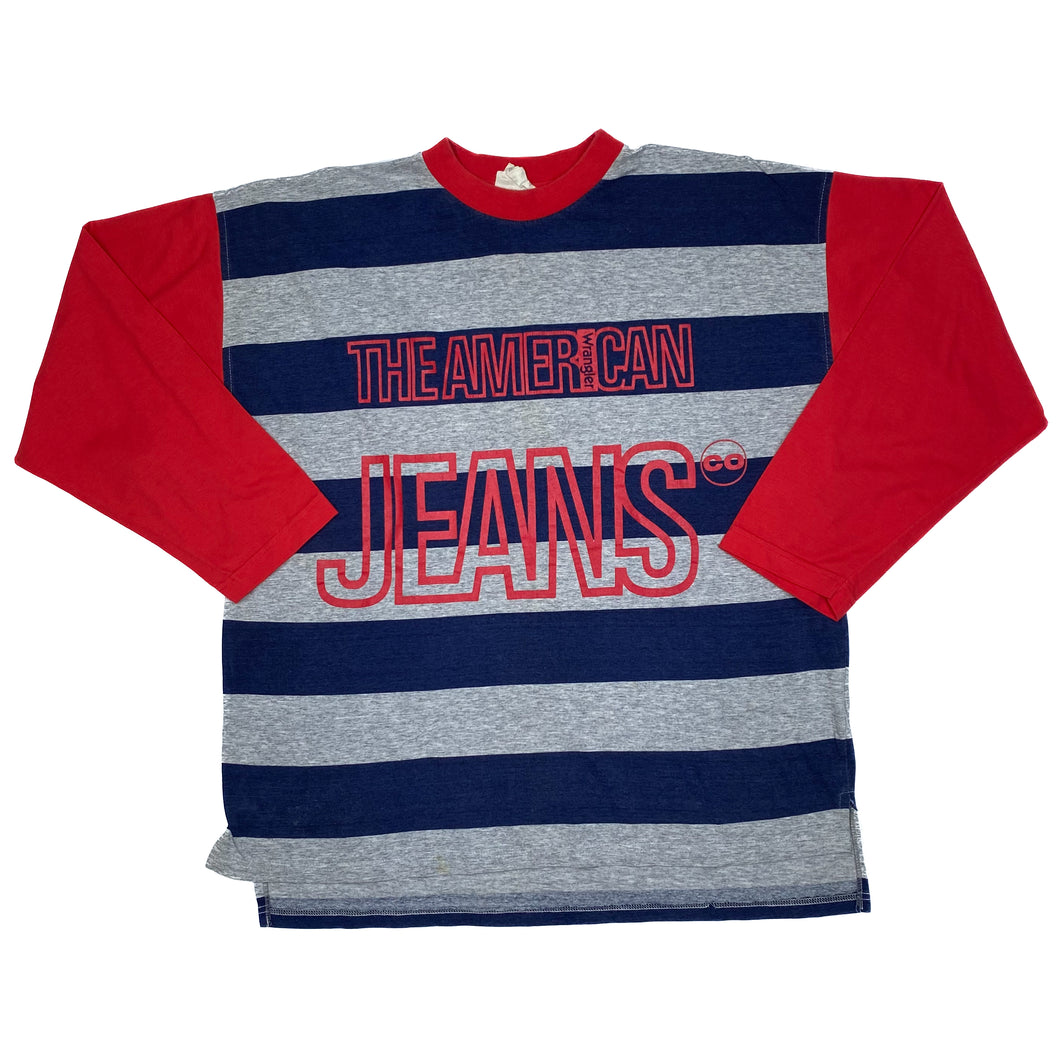 WRANGLER “The American Jeans” Colour Block Striped Spellout Long Sleeve T-Shirt