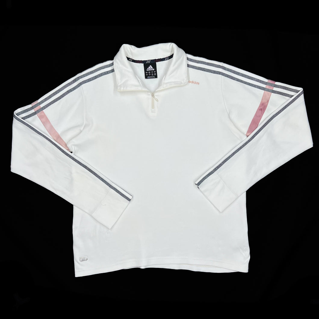 ADIDAS Classic Three Stripe Embroidered Mini Logo 1/4 Zip Pullover Sweatshirt
