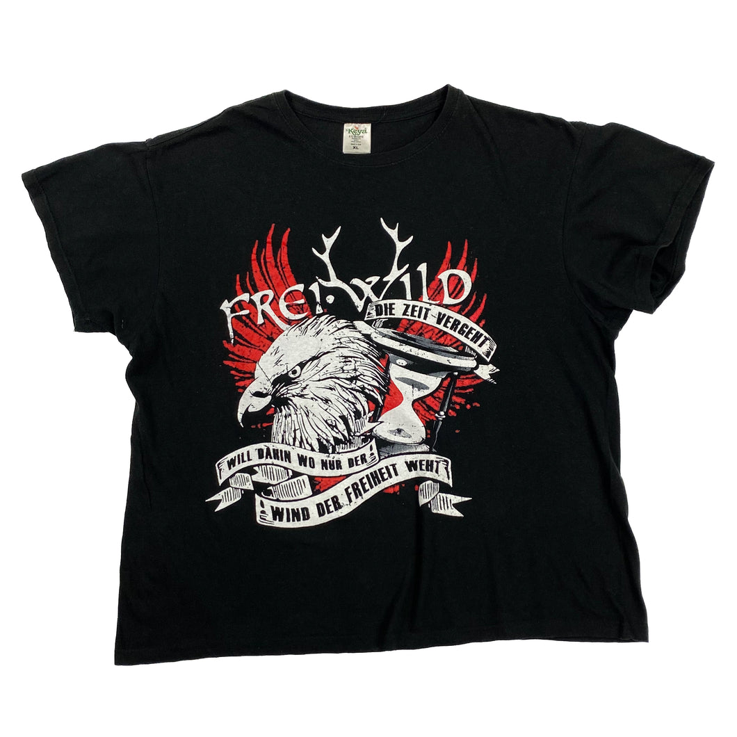 Keya FREI WILD “Die Zeit Vergent” Spellout Graphic Hard Rock Band T-Shirt