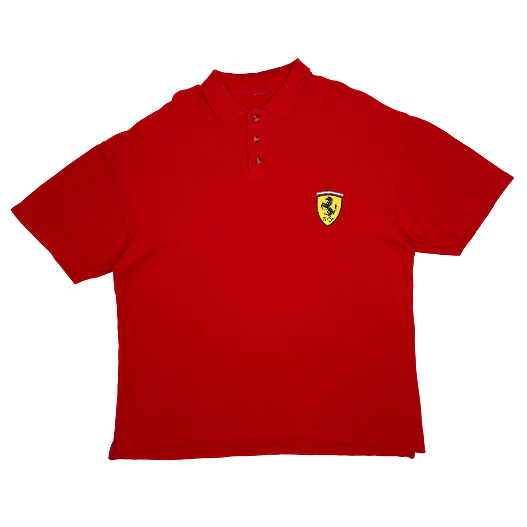 FERRARI Classic Embroidered Patch Logo Motorsports Short Sleeve Polo Shirt