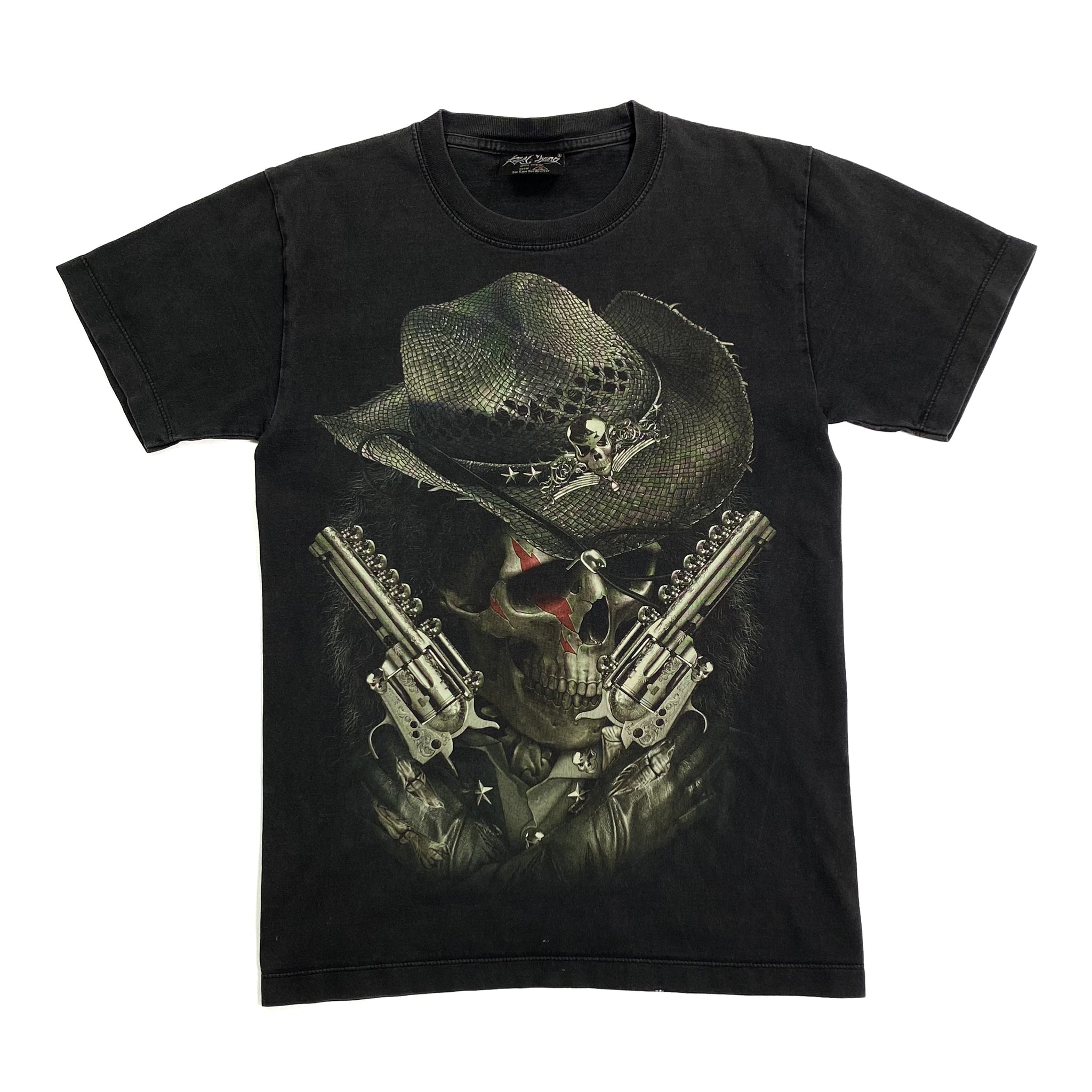 ROCK CHANG Gothic Skeleton Skull Cowboy Graphic T Shirt George Worgan VTG