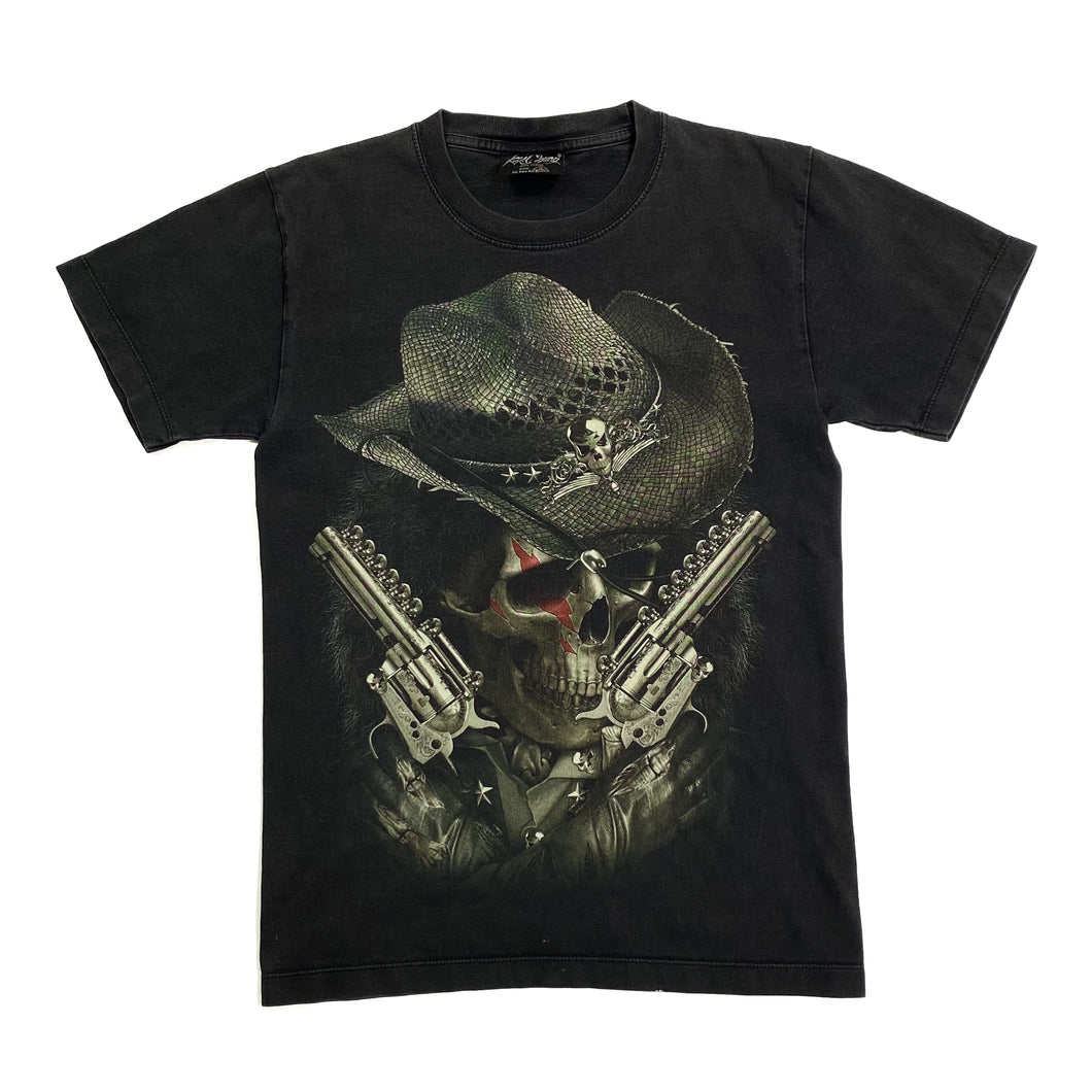 ROCK CHANG Gothic Skeleton Skull Cowboy Graphic T-Shirt