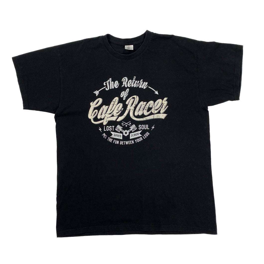 THE RETURN OF CAFE RACER Biker Spellout Graphic T-Shirt