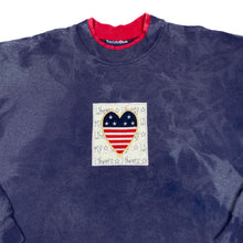 Load image into Gallery viewer, LIBERTY Embroidered USA Heart Flag Patch Bleach Tie Dye Crewneck Sweatshirt
