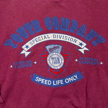 Load image into Gallery viewer, YOUTH COMPANY “Speed Life Only” Graphic Spellout Crewneck Sweatshirt
