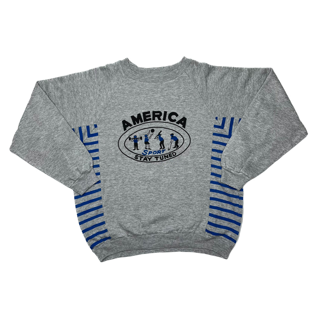 AMERICA “Stay Tuned” Sports Graphic Spellout Crewneck Sweatshirt