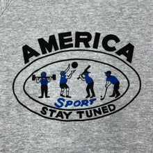 Load image into Gallery viewer, AMERICA “Stay Tuned” Sports Graphic Spellout Crewneck Sweatshirt
