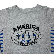 Load image into Gallery viewer, AMERICA “Stay Tuned” Sports Graphic Spellout Crewneck Sweatshirt
