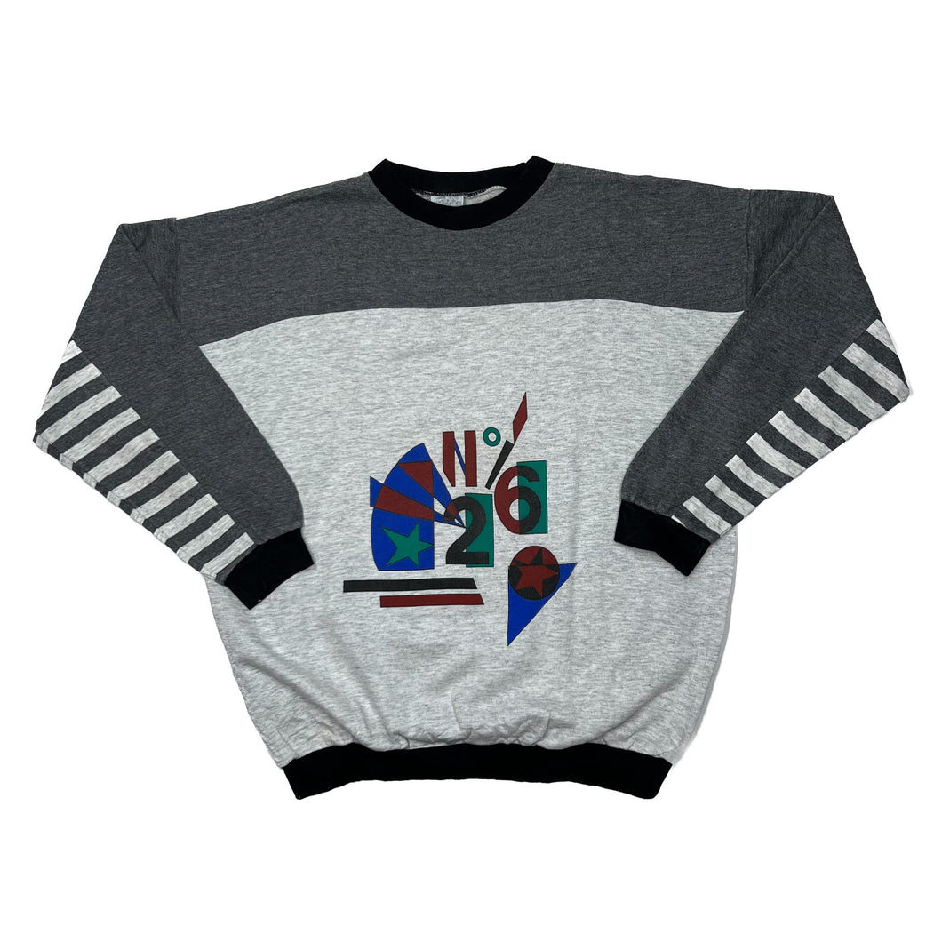 NO.26 Abstract Art Graphic Colour Block Striped Crewneck Sweatshirt