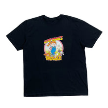 Load image into Gallery viewer, HERE COMES TROUBLE Cartoon Girl Cat Y2K Spellout Graphic T-Shirt
