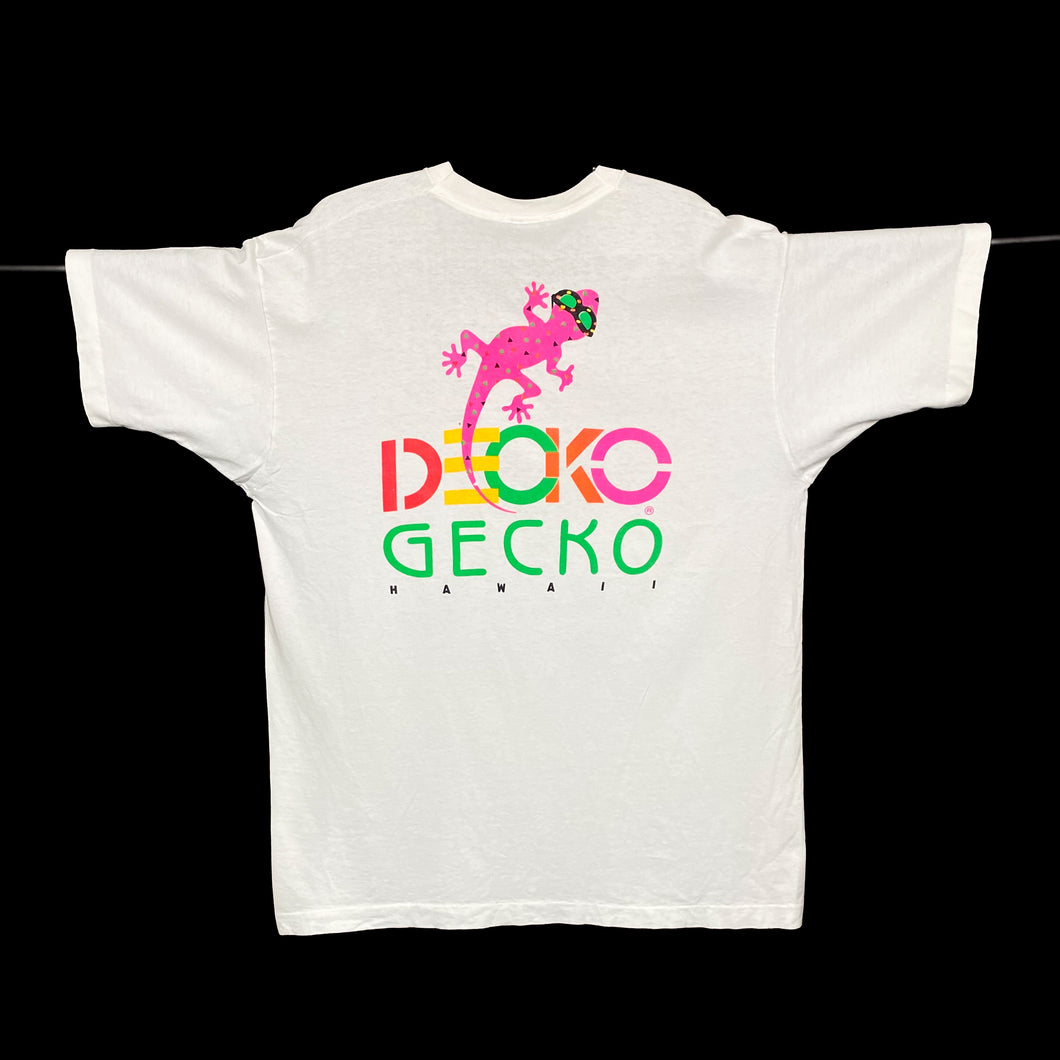 DECKO GECKO HAWAII Souvenir Graphic Tourist Spellout Single Stitch T-Shirt