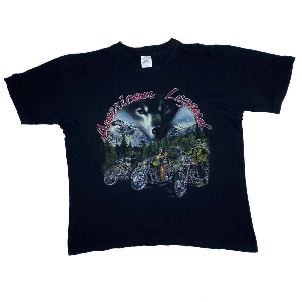 American T-Shirt AMERICAN LEGEND Biker Wolf Spellout Graphic T-Shirt