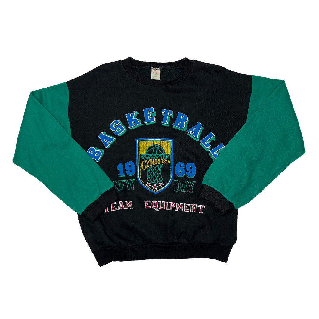 BASKETBALL “Team Equipment” Colour Block Graphic Spellout Sweatshirt