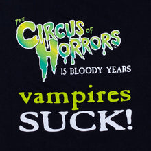 Load image into Gallery viewer, THE CIRCUS OF HORRORS “Vampires Suck” 15 Years Souvenir Event Graphic T-Shirt
