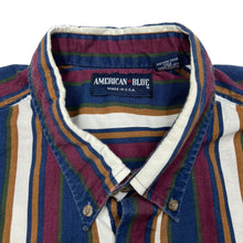 Load image into Gallery viewer, AMERICAN BLUE Made In USA Colour Block Striped Short Sleeve Button-Up Shirt
