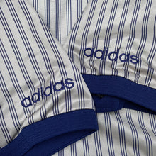 Load image into Gallery viewer, Vintage 80’s ADIDAS Made In Slovenia Pinstripe Collared Polyester Jersey Top
