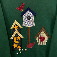 Load image into Gallery viewer, Vintage 90’s Grandma Embroidered Birdhouse Check Crewneck Sweatshirt
