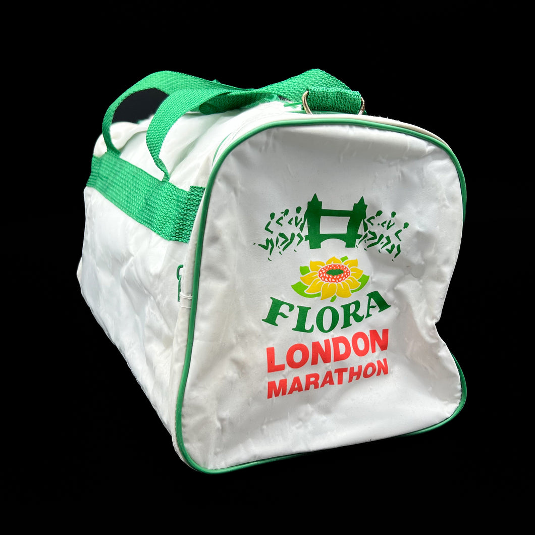 Vintage 90’s FLORA LONDON MARATHON Souvenir Spellout Graphic Duffel Holdall Bag