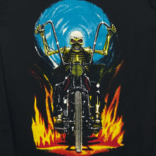 Load image into Gallery viewer, FRIED WATER Flaming Biker Skull Graphic Polyester Cotton Shirt
