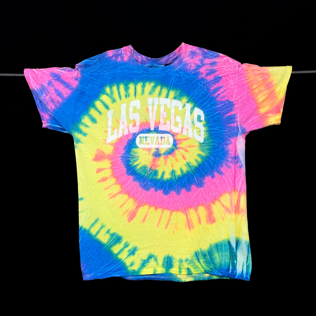 LAS VEGAS “Nevada” Souvenir Graphic Spellout Rainbow Spiral Tie Dye T-Shirt