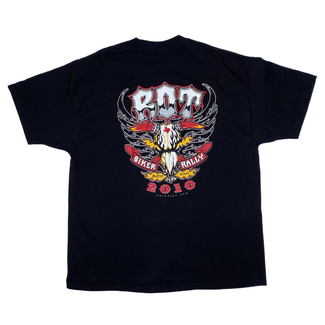 ROT BIKER RALLY (2010) “Austin, Texas” Biker Souvenir Spellout Graphic T-Shirt