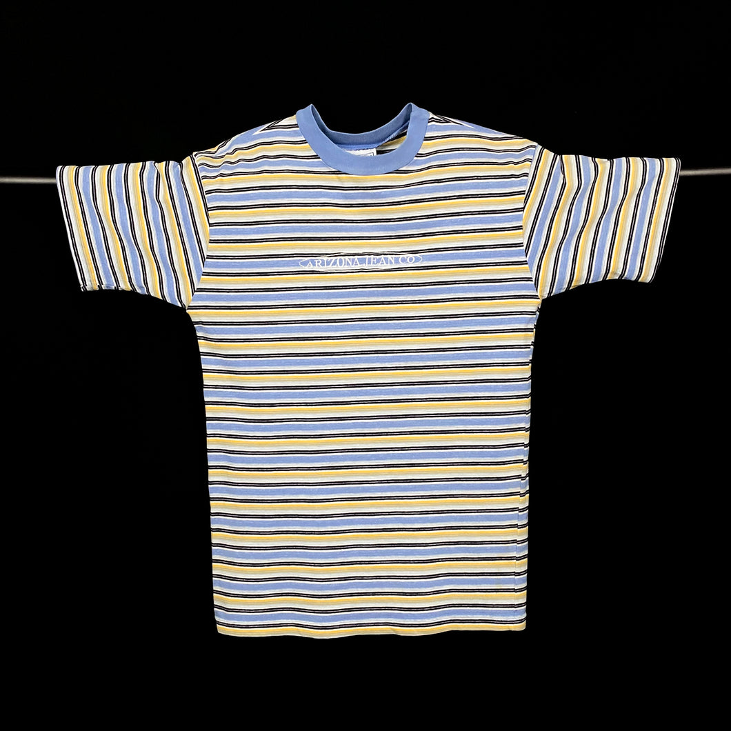 ARIZONA JEANS CO. Embroidered Spellout Multi Striped T-Shirt