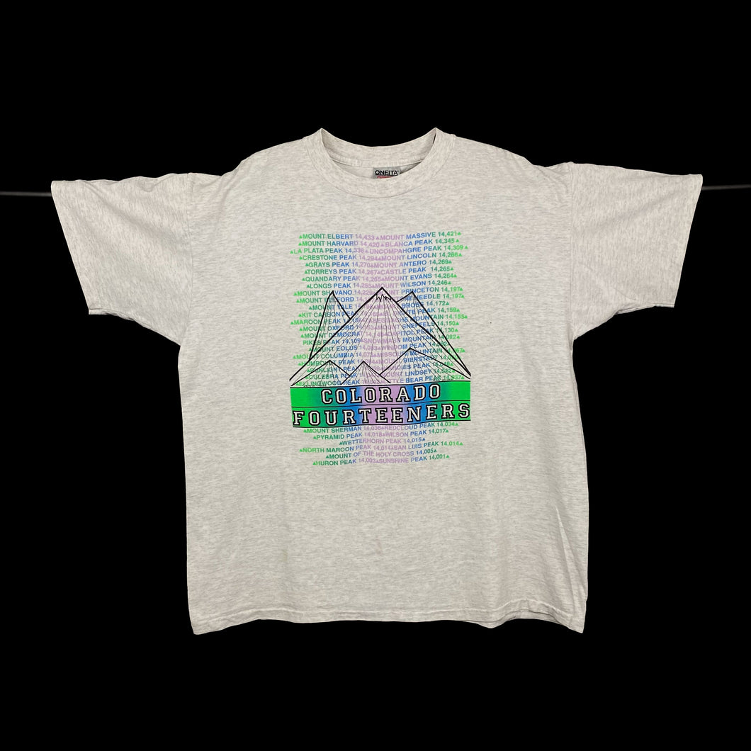 Oneita (1990) COLORADO FOURTEENERS Souvenir Graphic Single Stitch T-Shirt