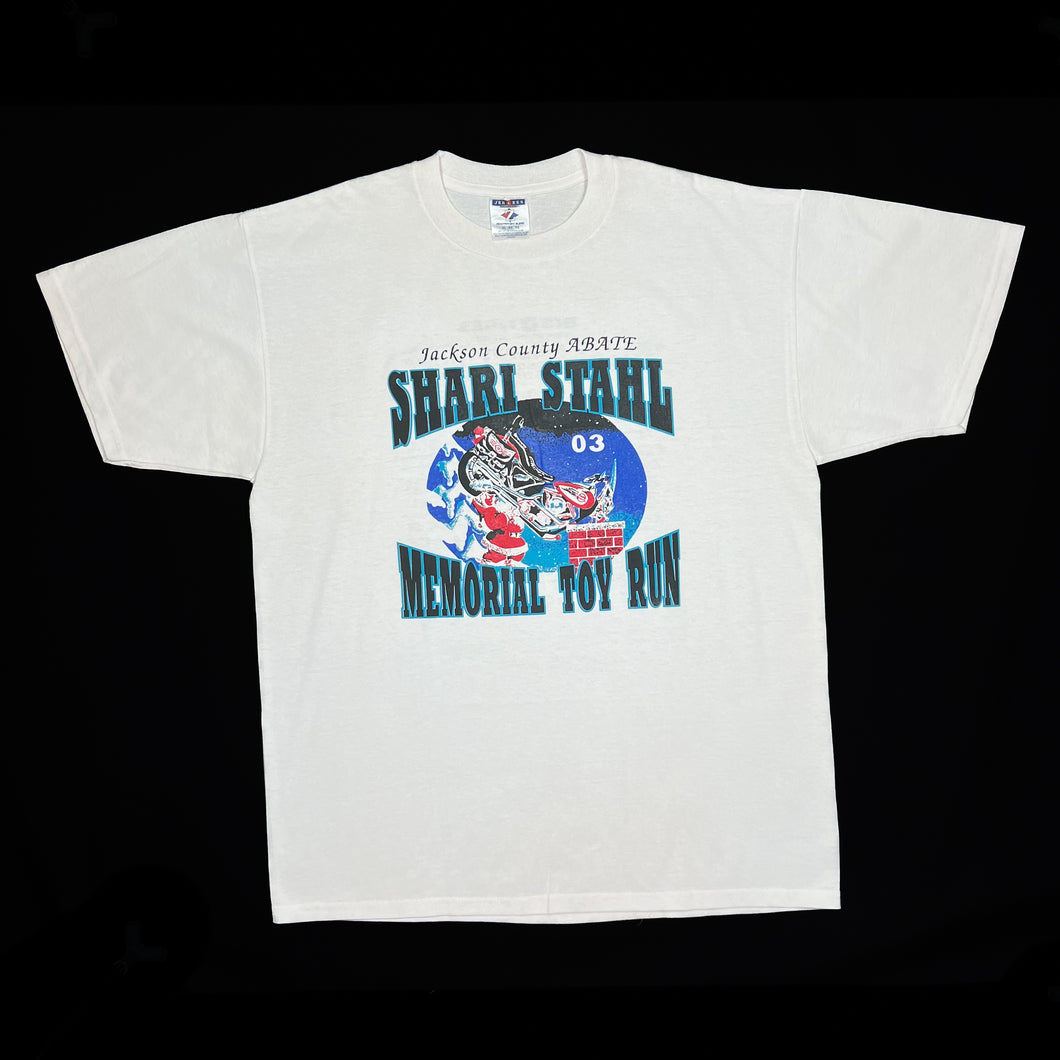 SHARK STAHL MEMORIAL TOY RUN (2003) Biker Souvenir Spellout Graphic T-Shirt